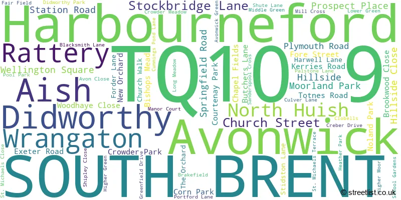 A word cloud for the TQ10 9 postcode